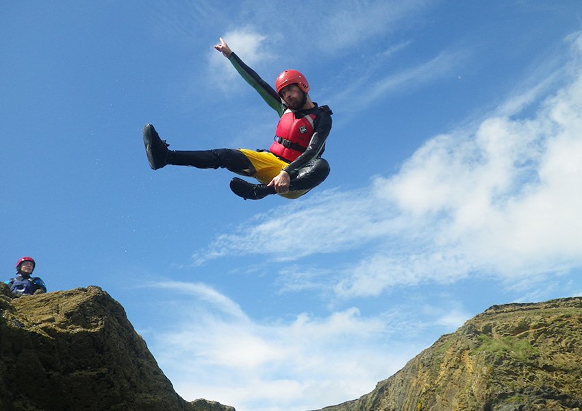 Adult Coasteering, students, forces, couples and small parties, large activity groups, Pembrokeshire South West Wales